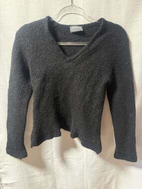 Zimmerli Swiss Made 100% Alpaca Wool V-Neck Fuzzy Sweater